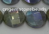 CLB680 15.5 inches 18mm faceted coin AB-color labradorite beads