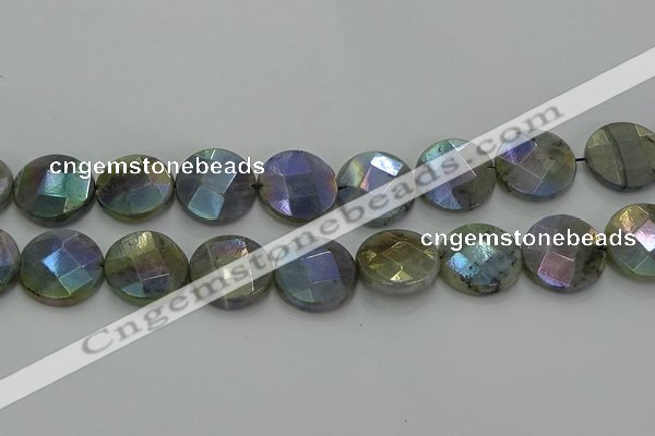 CLB681 15.5 inches 20mm faceted coin AB-color labradorite beads