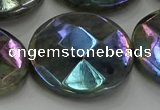 CLB683 15.5 inches 30mm faceted coin AB-color labradorite beads