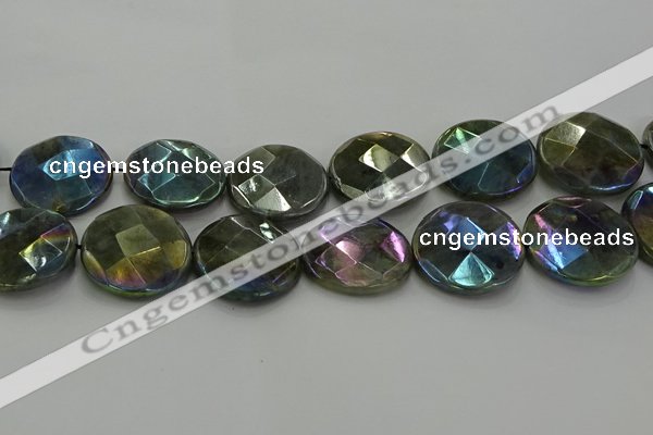 CLB683 15.5 inches 30mm faceted coin AB-color labradorite beads