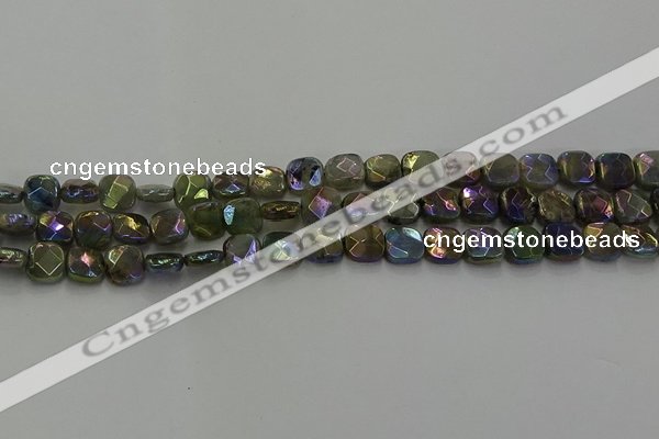 CLB685 15.5 inches 8mm faceted square AB-color labradorite beads