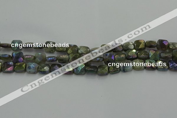 CLB686 15.5 inches 10mm faceted square AB-color labradorite beads