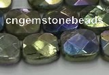 CLB688 15.5 inches 15mm faceted square AB-color labradorite beads