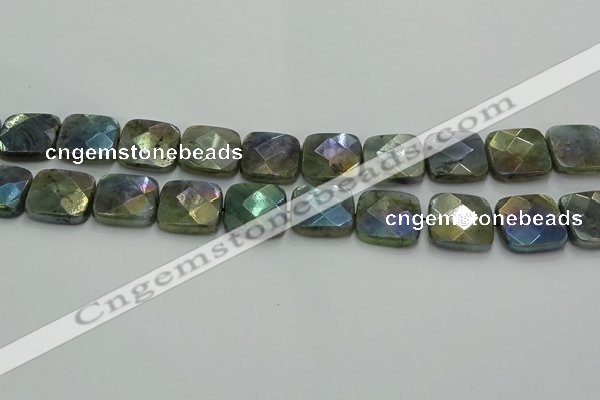 CLB689 15.5 inches 18mm faceted square AB-color labradorite beads