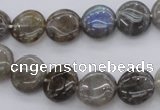 CLB72 15.5 inches 12mm flat round labradorite beads wholesale