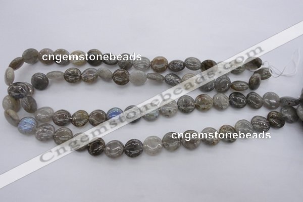 CLB72 15.5 inches 12mm flat round labradorite beads wholesale