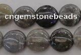 CLB736 15.5 inches 16mm flat round labradorite gemstone beads