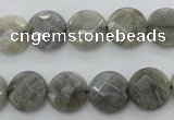CLB743 15.5 inches 14mm faceted coin labradorite gemstone beads