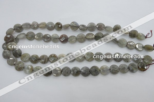 CLB743 15.5 inches 14mm faceted coin labradorite gemstone beads