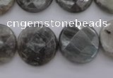 CLB745 15.5 inches 18mm faceted coin labradorite gemstone beads