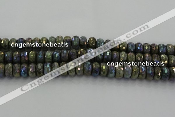 CLB760 15.5 inches 8*14mm faceted rondelle AB-color labradorite beads