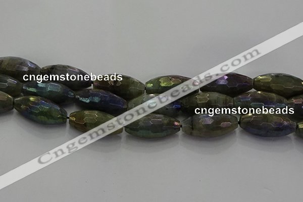 CLB788 15.5 inches 10*20mm faceted rice AB-color labradorite beads