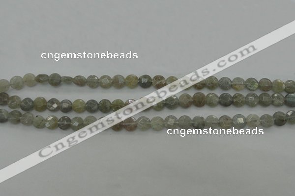 CLB87 15.5 inches 6mm faceted coin labradorite beads wholesale