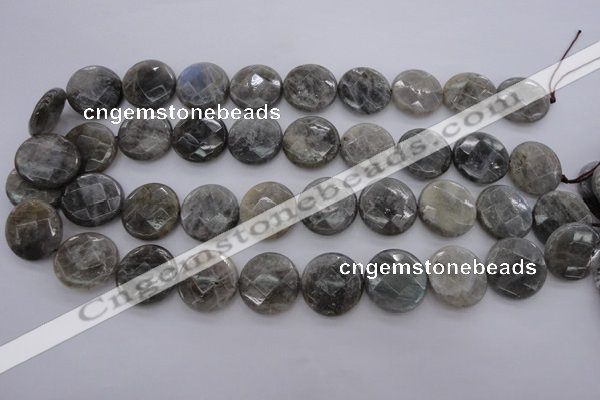 CLB91 15.5 inches 20mm faceted coin labradorite beads wholesale