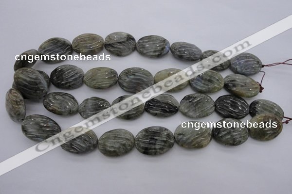 CLB98 15.5 inches 18*24mm carved oval labradorite beads