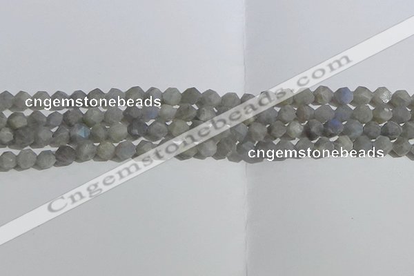 CLB996 15.5 inches 6mm faceted nuggets matte labradorite beads