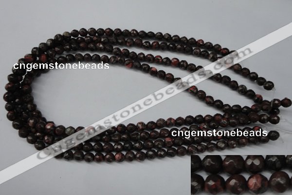 CLD101 15.5 inches 6mm faceted round leopard skin jasper beads