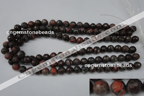 CLD103 15.5 inches 10mm faceted round leopard skin jasper beads