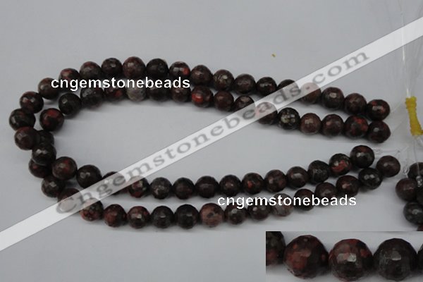 CLD104 15.5 inches 12mm faceted round leopard skin jasper beads