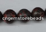 CLD106 15.5 inches 16mm faceted round leopard skin jasper beads