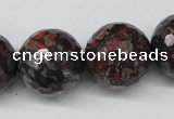 CLD108 15.5 inches 20mm faceted round leopard skin jasper beads