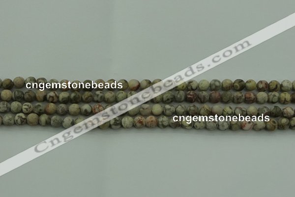 CLD201 15.5 inches 6mm round matte Chinese leopard skin jasper beads