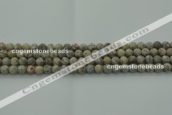 CLD202 15.5 inches 8mm round matte Chinese leopard skin jasper beads