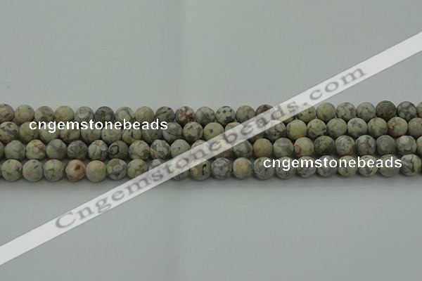 CLD202 15.5 inches 8mm round matte Chinese leopard skin jasper beads