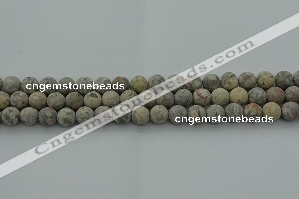 CLD203 15.5 inches 10mm round matte Chinese leopard skin jasper beads