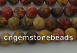 CLD211 15.5 inches 6mm round matte leopard skin jasper beads