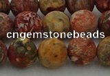 CLD214 15.5 inches 12mm round matte leopard skin jasper beads