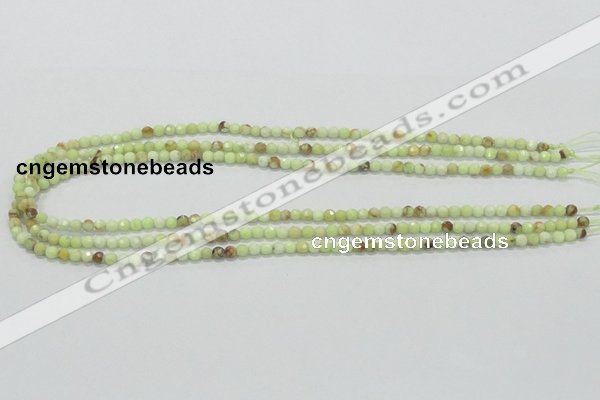 CLE32 15.5 inches 4mm faceted round lemon turquoise beads wholesale