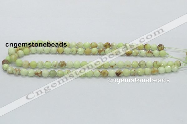 CLE34 15.5 inches 8mm faceted round lemon turquoise beads wholesale