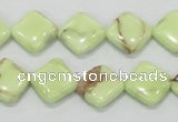 CLE37 15.5 inches 12*12mm diamond lemon turquoise beads wholesale