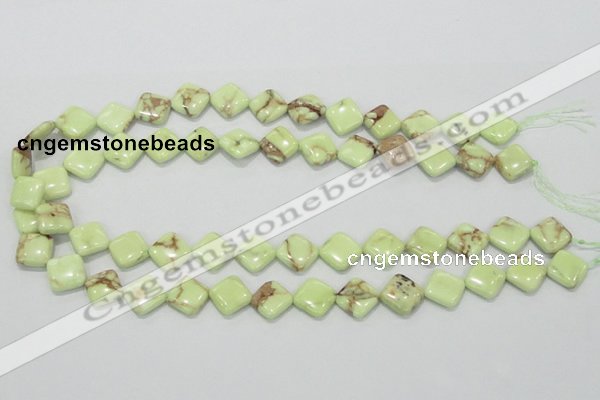 CLE37 15.5 inches 12*12mm diamond lemon turquoise beads wholesale