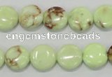 CLE49 15.5 inches 12mm flat round lemon turquoise beads wholesale