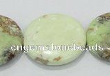 CLE50 15.5 inches 30mm flat round lemon turquoise  beads wholesale