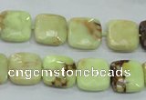 CLE60 15.5 inches 12*12mm faceted square lemon turquoise beads