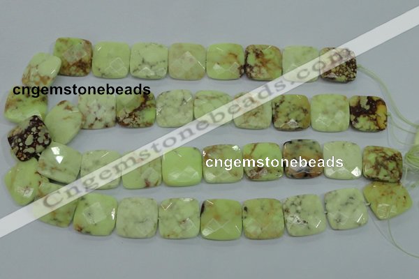 CLE61 15.5 inches 20*20mm faceted square lemon turquoise beads