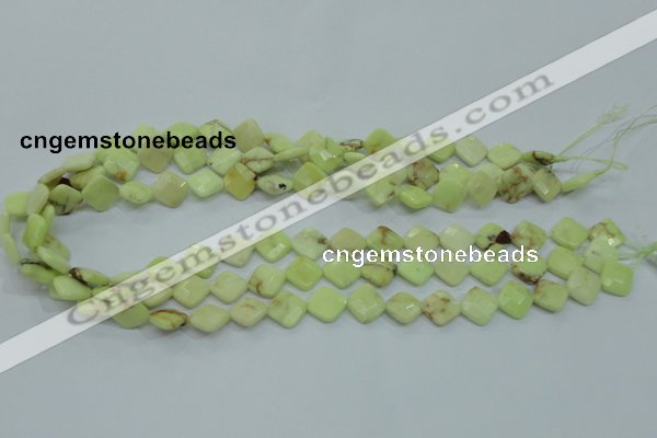 CLE67 15.5 inches 10*10mm faceted diamond lemon turquoise beads