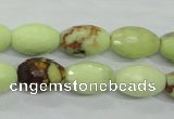 CLE70 15.5 inches 10*15mm faceted rice lemon turquoise beads