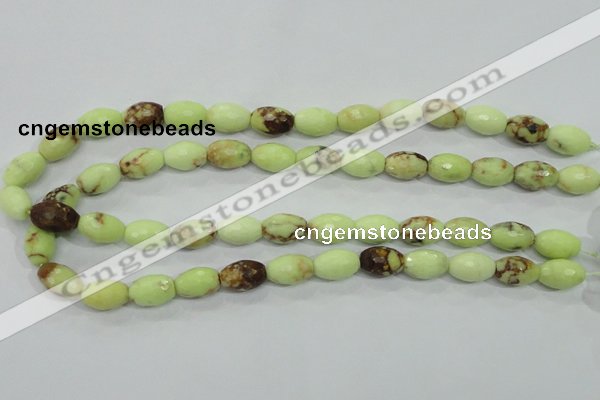 CLE70 15.5 inches 10*15mm faceted rice lemon turquoise beads