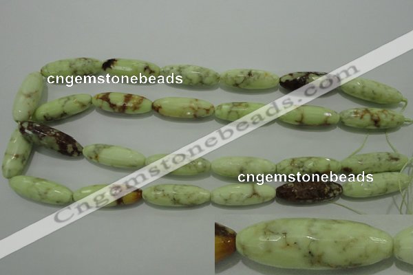 CLE75 15.5 inches 10*30mm faceted rice lemon turquoise beads