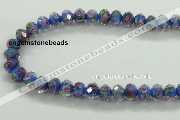 CLG01 12 inches 6*8mm faceted rondelle handmade lampwork beads