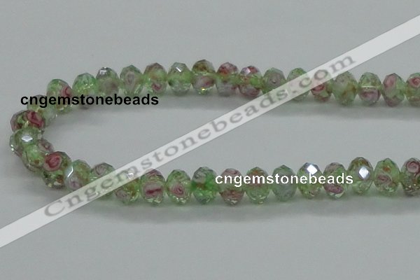 CLG09 12 inches 6*8mm faceted rondelle handmade lampwork beads