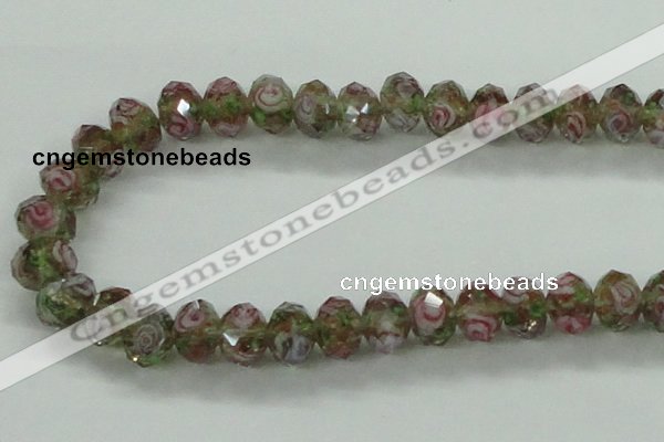 CLG10 12 inches 6*8mm faceted rondelle handmade lampwork beads