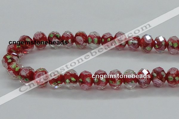 CLG12 13.5 inches 9*12mm faceted rondelle handmade lampwork beads