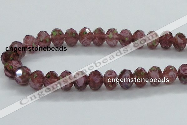 CLG15 13.5 inches 9*12mm faceted rondelle handmade lampwork beads