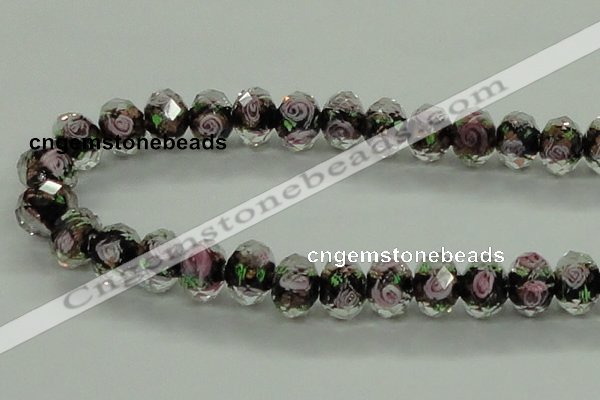 CLG19 13.5 inches 9*12mm faceted rondelle handmade lampwork beads