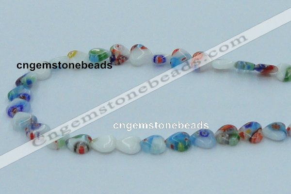 CLG524 16 inches 10*10mm heart lampwork glass beads wholesale